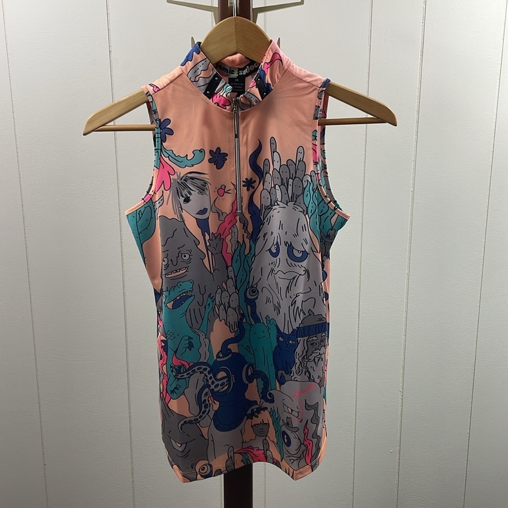 Jamie Sadock NWT Jellybean Collection Life Print Sleeveless Golf Shirt